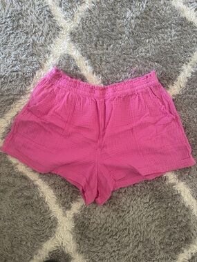 aerie Hot Pink High-Waist Cotton Gauze Shorts